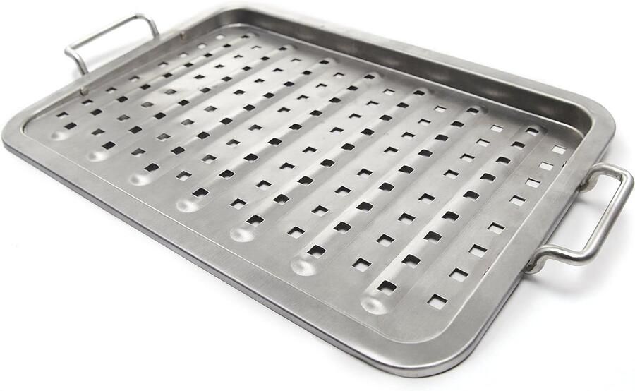 Barbecuetang Set Grilltang Keukentang Eten Grillen Geperforeerde Bodem 48 x 295 cm Zilver