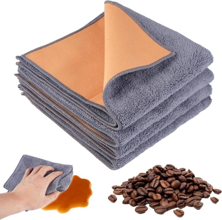 Barista Doeken Microvezeldoeken Set Espresso Reinigen Dubbelzijdig Ontwerp 30x30 cm Grijs