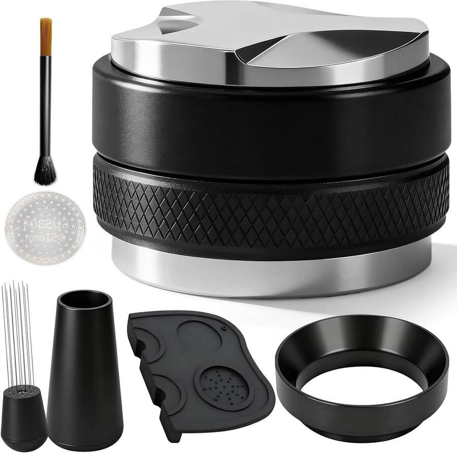Barista Set Espresso Accessoires Koffie Bereiden Dubbele Functie Verdeler Tamper 51 mm Zilver