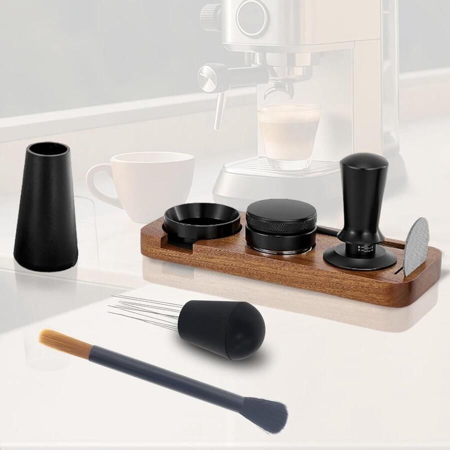Barista Set Koffie Tools Espresso Bereiding 7-delig Compleet 54 mm Zwart