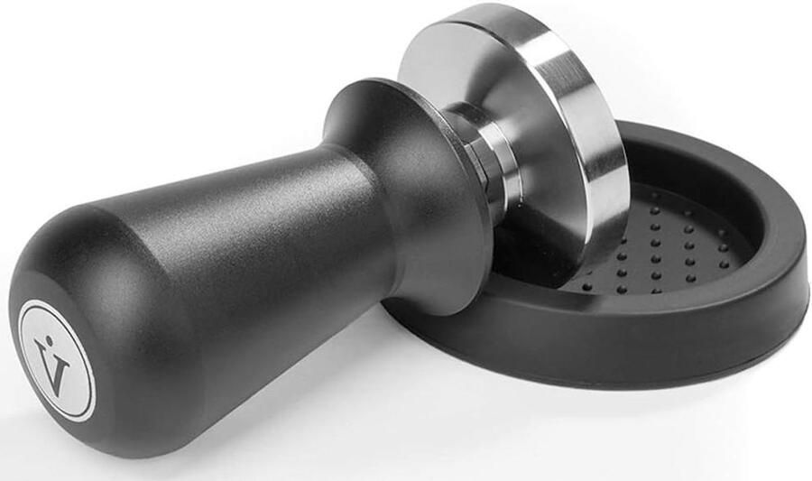 Barista Tamper Koffie Stamper Espresso Zetten Drukregulerend door veer 58 mm Zwart