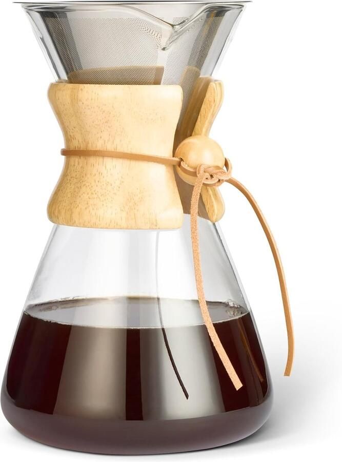 Basics Pour-over Koffiezetapparaat 1 0L (34oz) Borosilicaatglas BPA-vrij Herbruikbaar Roestvrijstalen Filter