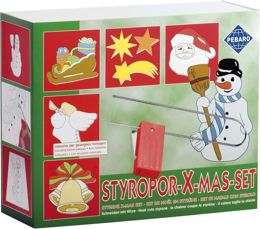Batterij-aangedreven piepschuimsnijder set met kerstmotieven en reservesnijdraad