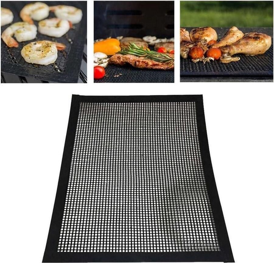 BBQ Bakmat Grillmat Non-stick Net Grillen Hittebestendig tot 260°C 40 x 30 cm Zwart