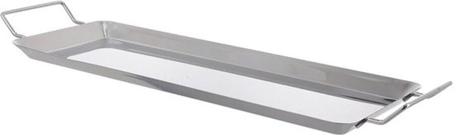 BBQ Bakplaat Grillpan Roestvrijstaal Buiten Koken Antiaanbaklaag 43.5 x 14.5 cm Zilver