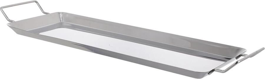 BBQ Bakplaat Grillpan Roestvrijstaal Buiten Koken Antiaanbaklaag 43.5 x 14.5 cm Zilver
