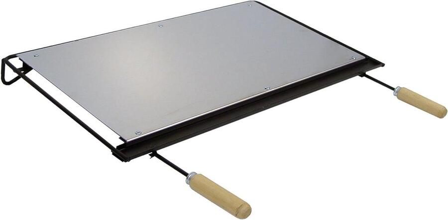 BBQ Bakplaat Grillplaat RVS Buiten Koken Stabiele Duurzame Structuur 56 x 41 cm Grijs