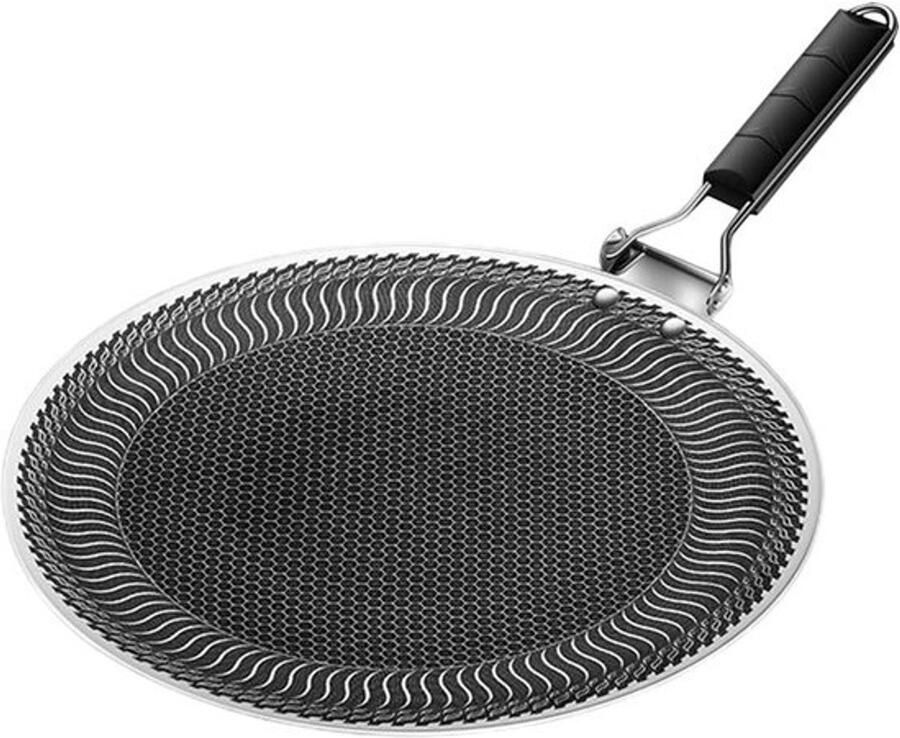Roestvrijstalen Koekenpan Bakplaat Grillplaat Buiten Koken Anti-aanbak Laag 49 x 37.5 cm Zilver