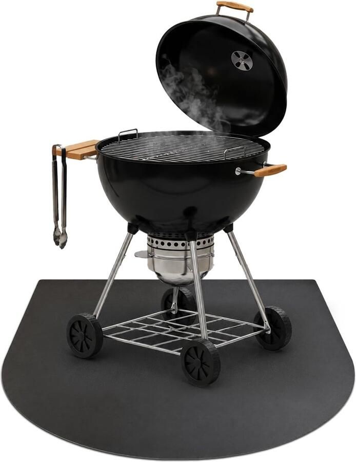 BBQ Bodemplaat Vloerplaat Grill Terras Beschermen Robuust Staal 80x90 cm Mat Zwart
