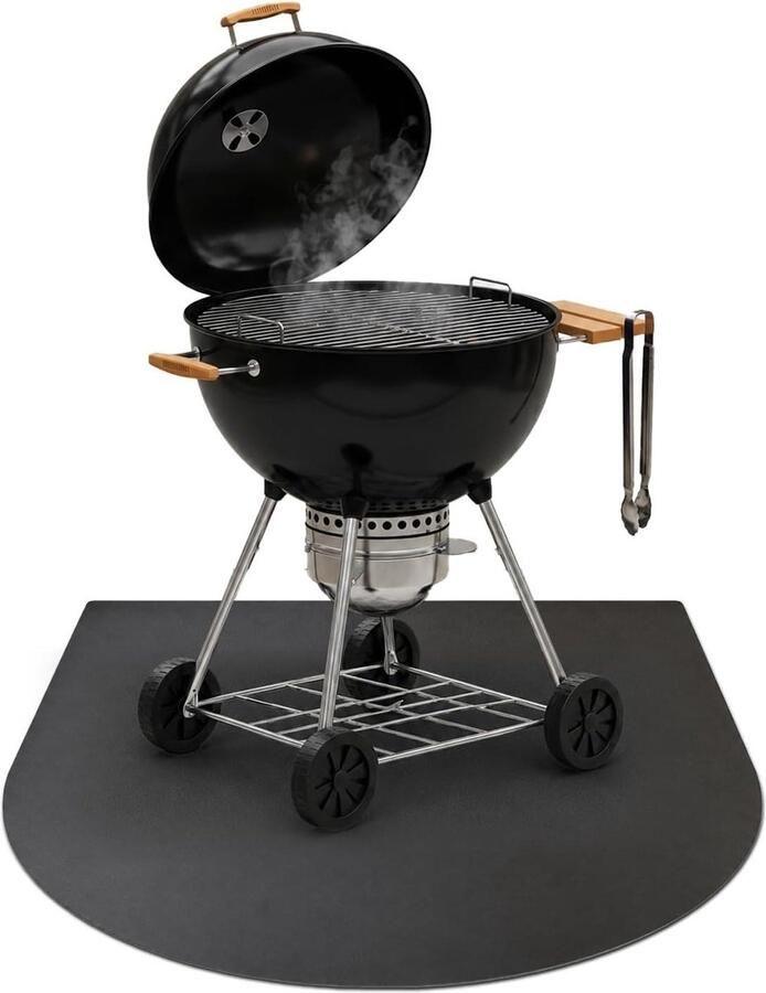 BBQ Bodemplaat Vloerplaat Grill Terras Beschermen Vonkenvangend Staal 80x90 cm Mat Zwart