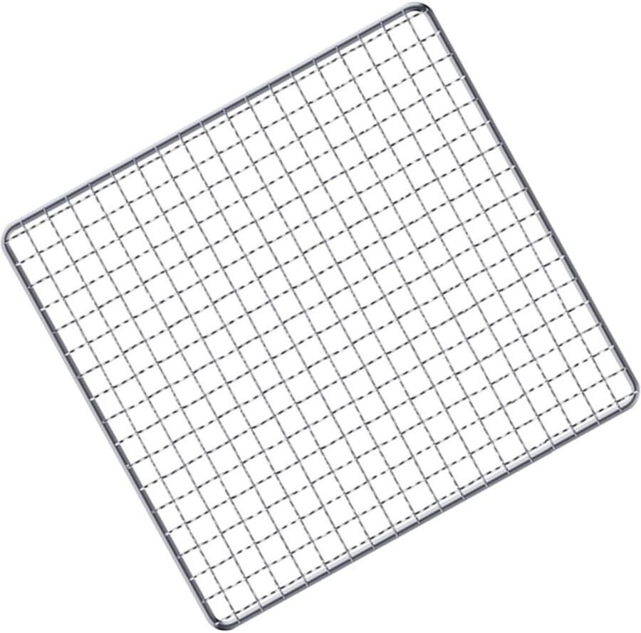 BBQ Gaas Rooster Grillplaat Bakplaat Buiten Grillen Roestvrij Staal 20x20 cm Zilver