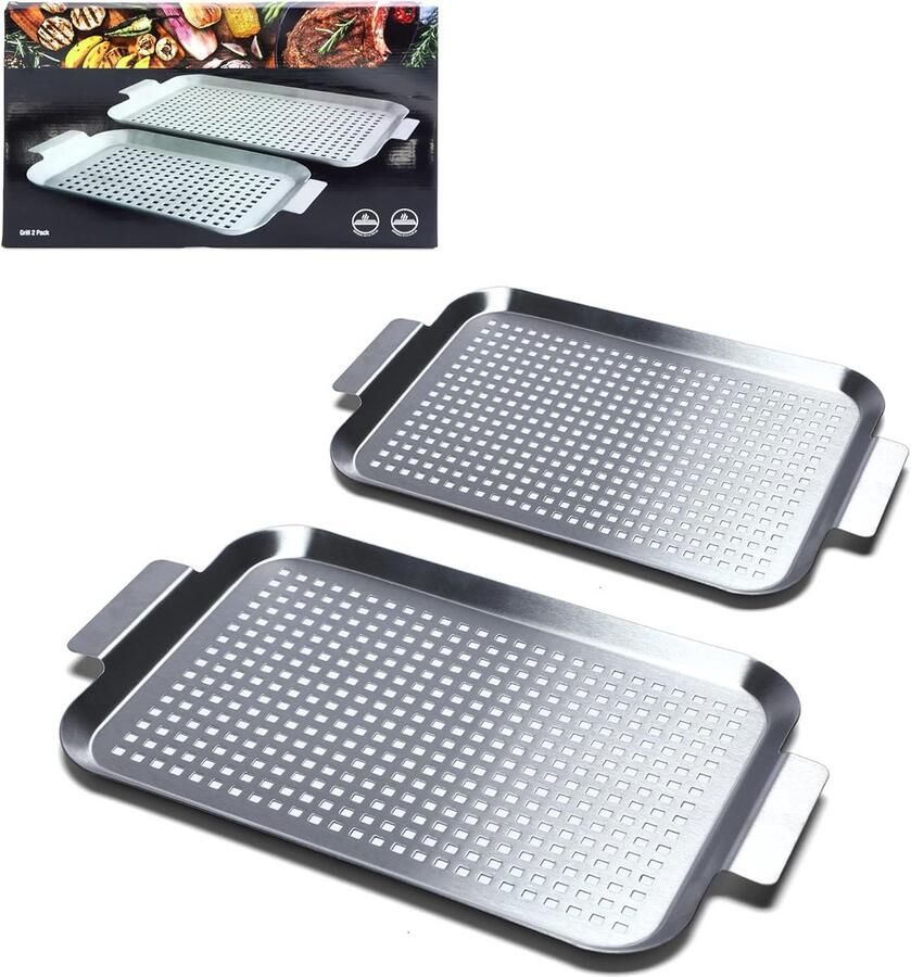 BBQ Grill Groente Mand Grilling Woks-Non Stick Grote Veggie Barbecue Accessoire voor Outdoor Grill
