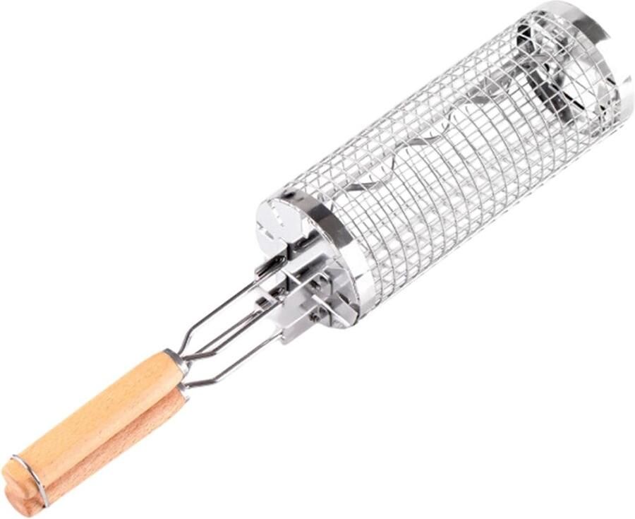 BBQ Grill Mand Grill Kooi Groenten Grillen Roestvrij Staal 30 cm Zilverkleurig