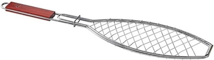 BBQ Grill Mand Vis Grillmand Roestvrijstaal Buiten Koken Verwijderbaar Handvat 60 x 15 cm Zilver