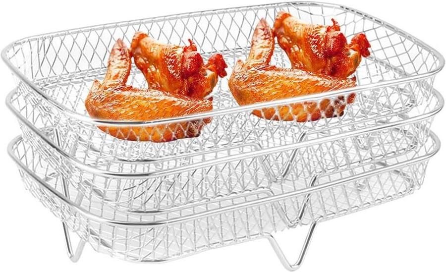 BBQ Grill Mandje Bakplaat Grill Buiten Koken Roestvrij Staal 19.9 x 13.8 x 9.5 cm Zilver