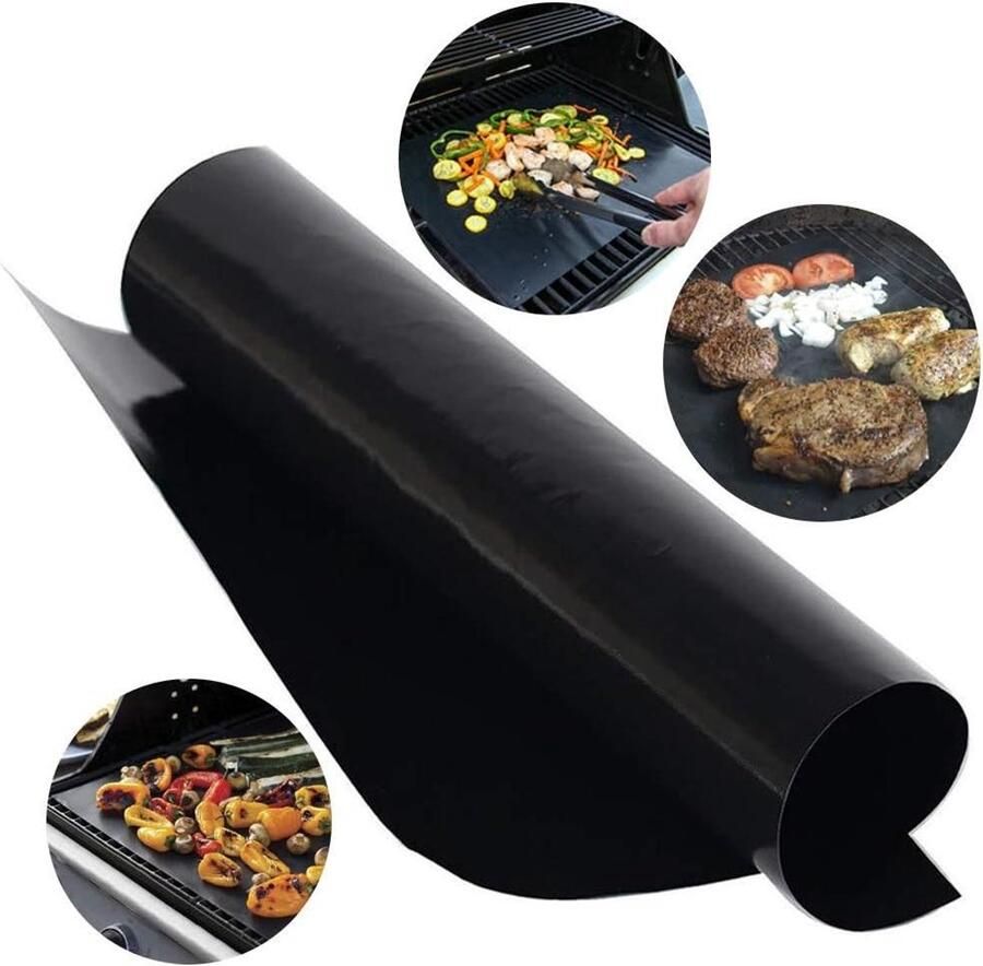 BBQ Grill Mat Bakmat Oven Barbecue Koken Hittebestendig Tot 380°C 33 cm Zwart