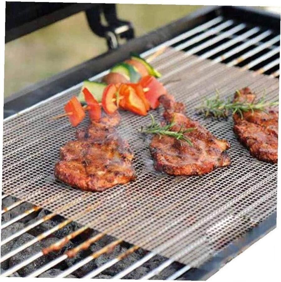 BBQ Grill Mat Bakplaat BBQ Barbecue Koken Anti-aanbaklaag Rechthoekig Zwart