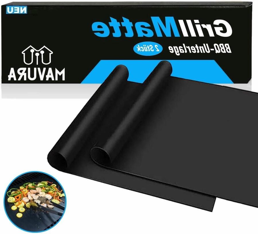 BBQ Grill Mat Bakplaat Gezond Grillen Anti-aanbaklaag Set van 2 Zwart
