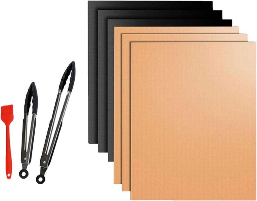 BBQ Grill Mat Barbecue Mat Buiten Koken Herbruikbaar Non-stick 33cm x 40cm Zwart