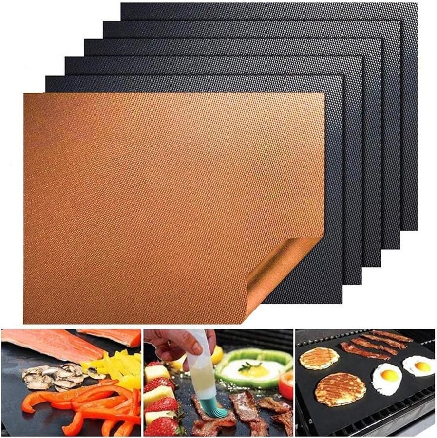 BBQ Grill Mat Grill Matten Buiten Koken Hittebestendig 5 Stuks Goud