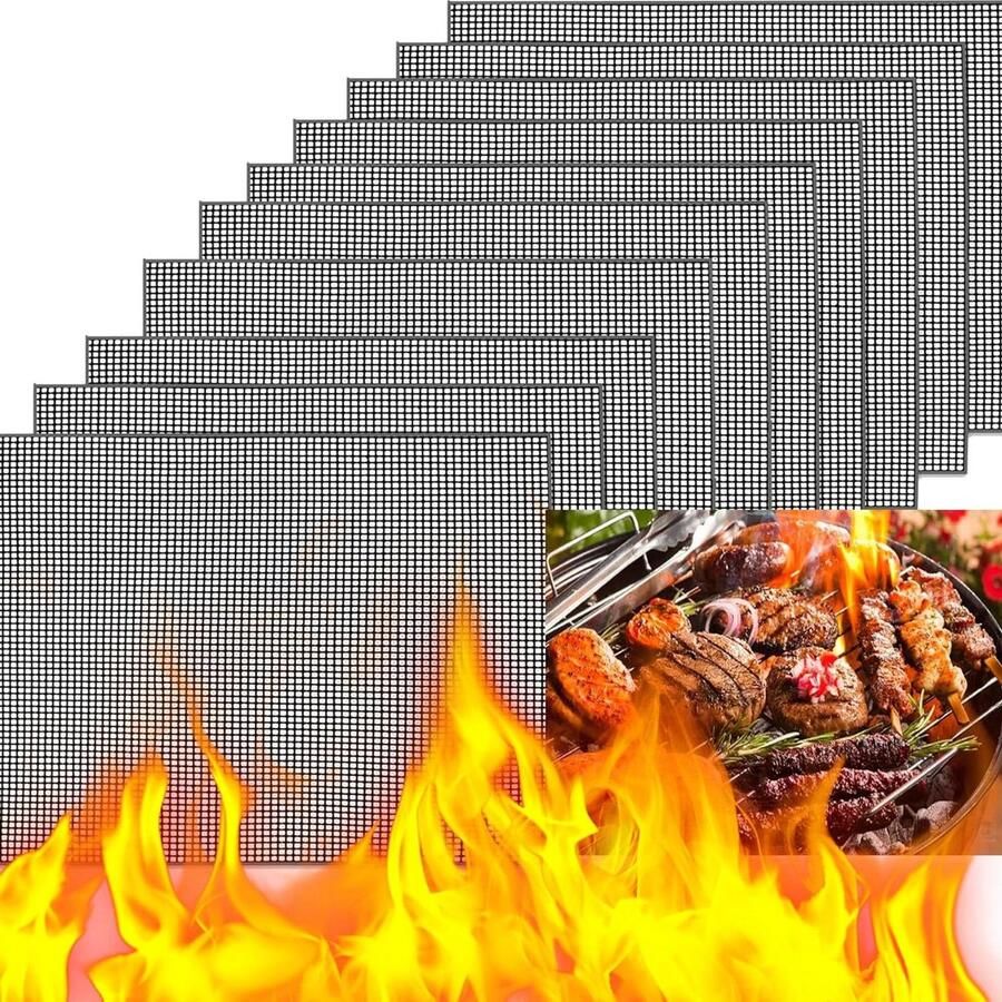 BBQ Grill Matten Grill Netten Barbecueën Eten Anti-aanbak Coating 40 x 30 cm Zwart