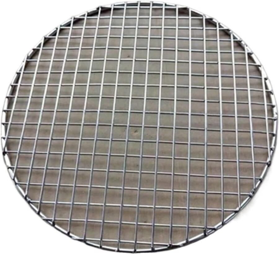 BBQ Grill Mesh Barbecue Grillnet Buiten Koken Anti-aanbaklaag 28cm Rond Zilver