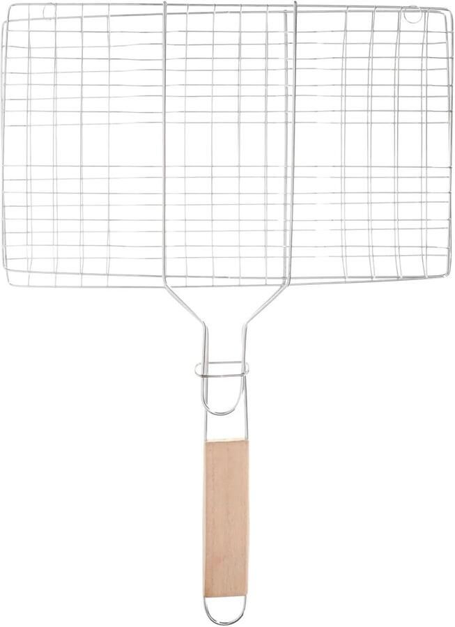BBQ Grill Mesh Barbecue Mandje Buiten Koken Non-stick Oppervlak 43x31cm Zilver