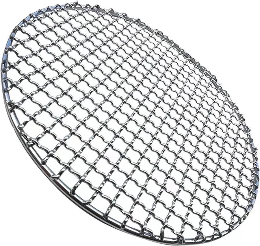 BBQ Grill Net Rond Rooster Buiten Koken Anti-aanbaklaag 30cm Diameter Zilverkleurig