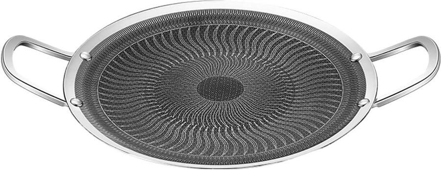 BBQ Grill Pan Bakplaat Grillpan Buiten Koken 316 Roestvrij Staal 34 cm Zilver