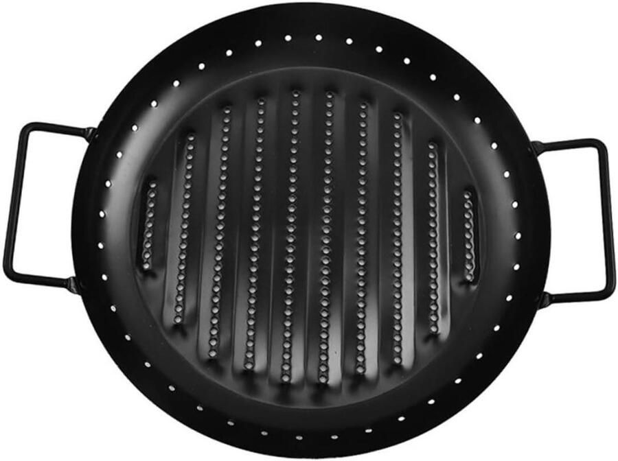 BBQ Grill Pan Barbecue Plaat Buiten Koken Antiaanbak Laag 37 cm Zwart