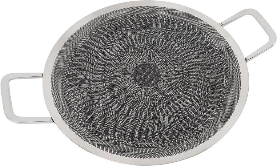 BBQ Grill Pan Frying Pan Gourmetten Thuis Antiaanbaklaag Voor 4-6 Personen Zilverkleurig