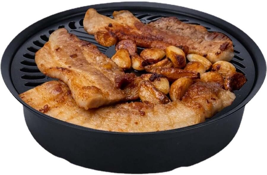 BBQ Grill Pan Grillplaat Bakplaat Buiten Koken Antiaanbaklaag 28.4 x 27.8 cm Zwart
