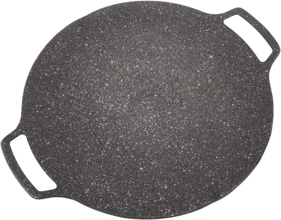 BBQ Grill Pan Grillplaat Ronde Pan Buiten Koken Antiaanbaklaag 33 cm Zwart