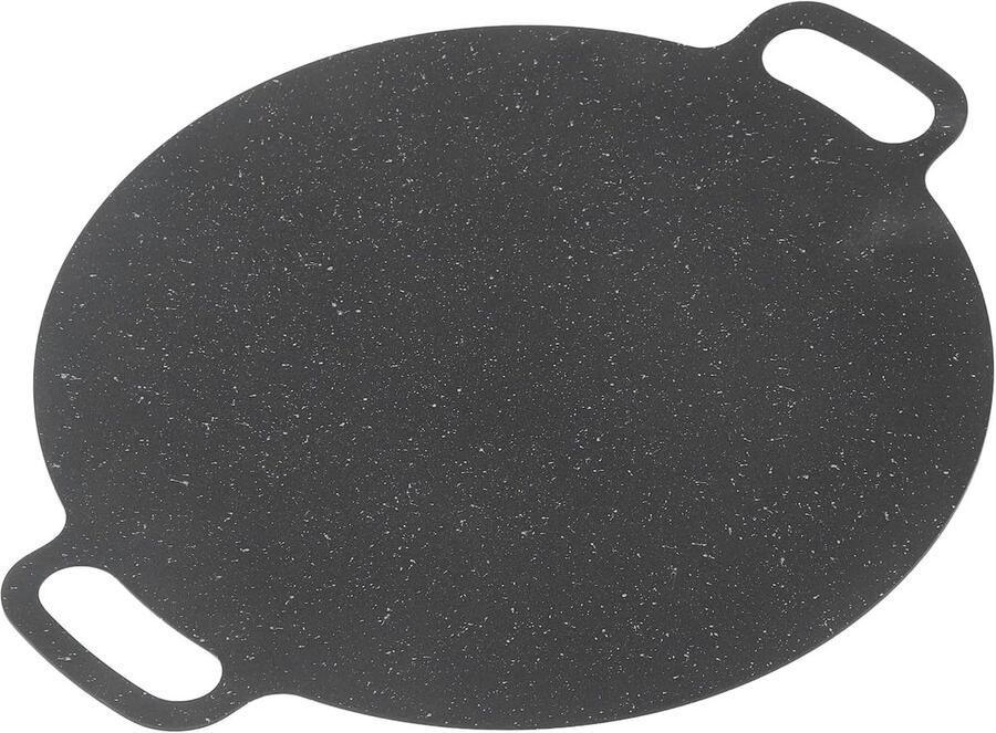 BBQ Grill Pan Grillplaat Ronde Pan Buiten Koken Non-stick Coating 42cm Diameter Zwart