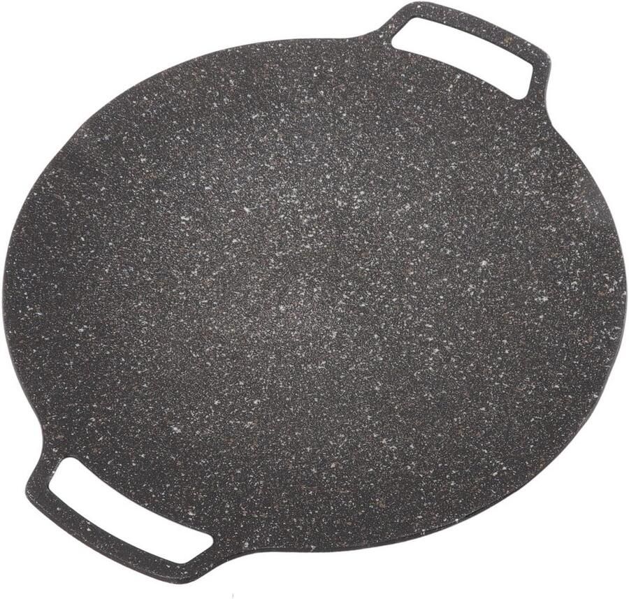 BBQ Grill Pan Ronde Bakplaat Buiten Koken Non-stick Oppervlak 30cm Diameter Zwart