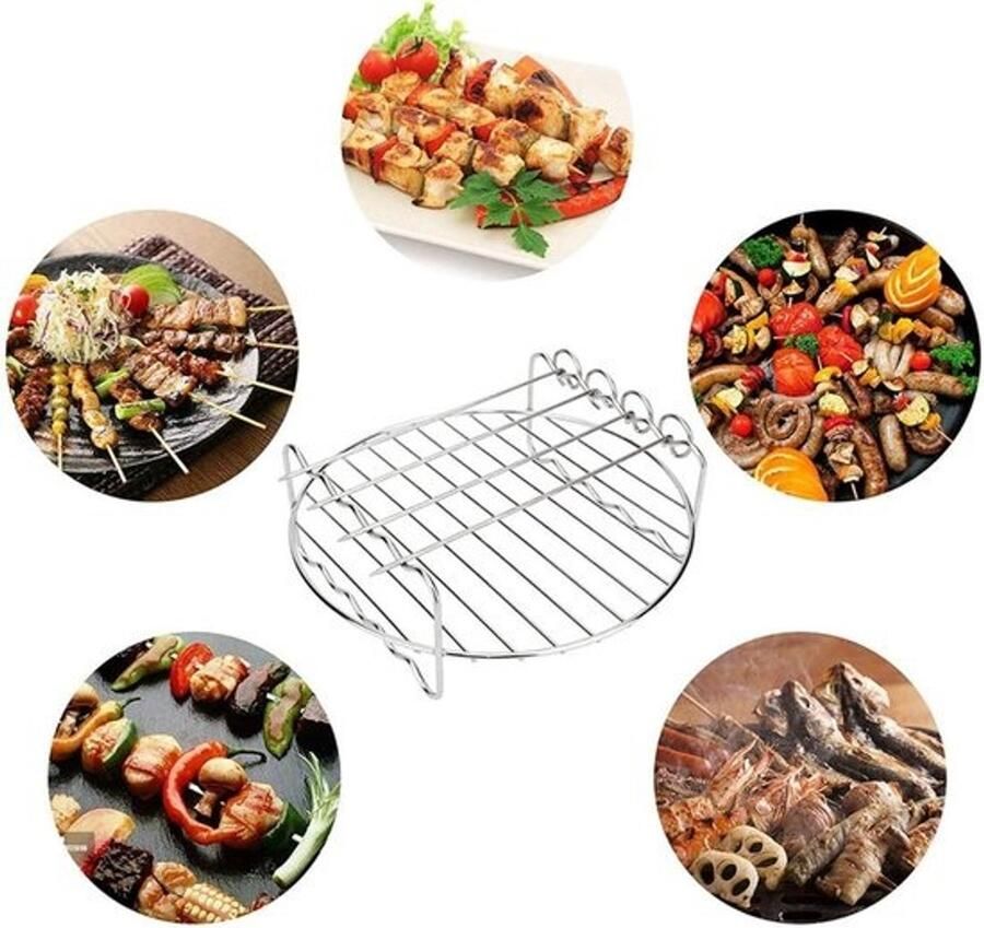 BBQ Grill Rack Dubbele Laags Rooster Buiten Koken Antiaanbaklaag 17.5 x 17.5 cm Zilver