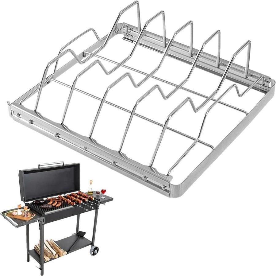 BBQ Grill Rek Grill RVS Buiten Grillen Opvouwbaar Ontwerp 27 x 22 x 3 cm Zilver