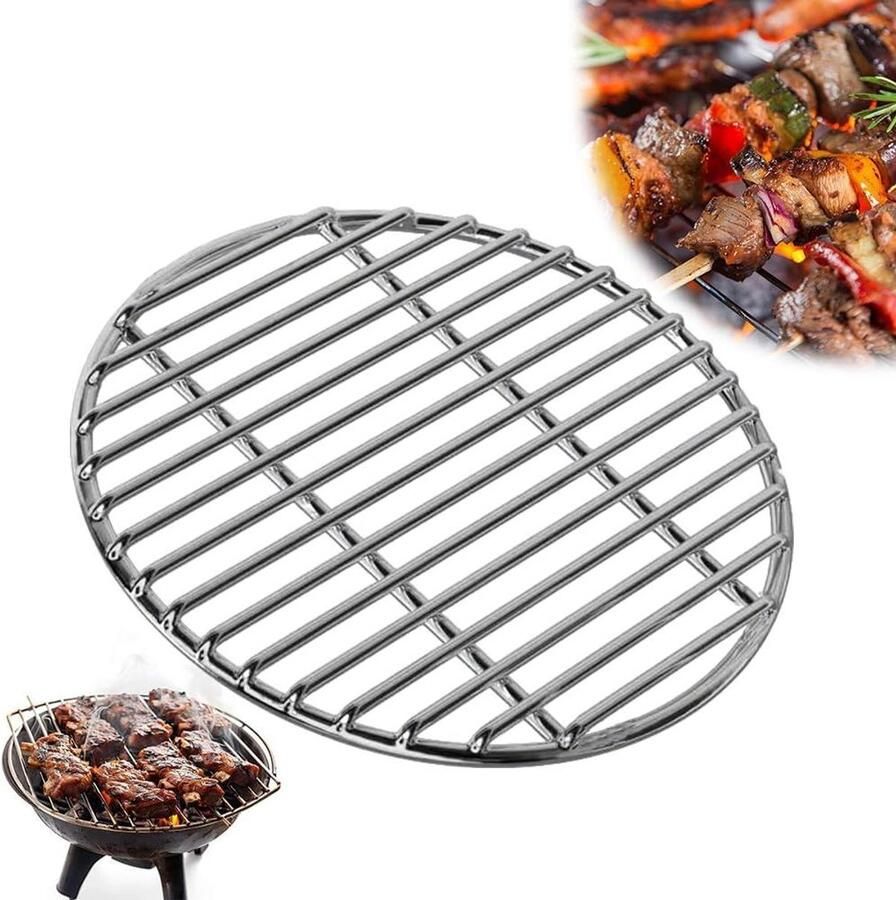 BBQ Grill Roost Buiten Kookrooster Buiten Koken Roestvrij Staal 40cm Diameter Zilverkleurig