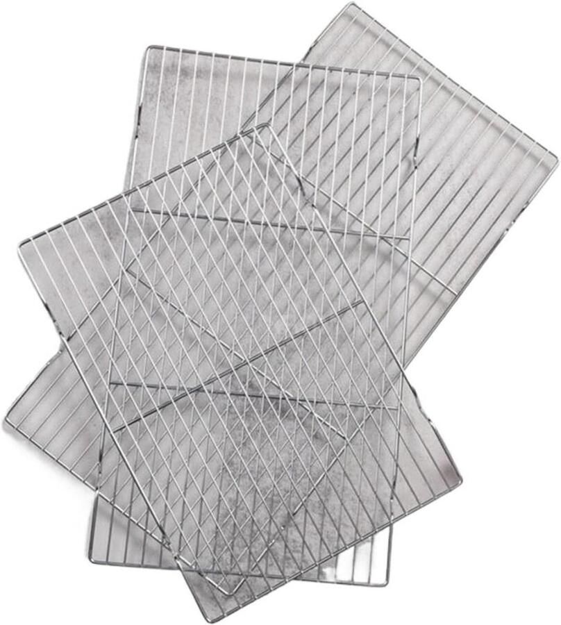 Barbecue Rooster Grill Net Buiten Koken Roestvrij Staal 21 x 38 cm Zilver