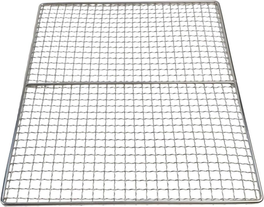 BBQ Grill Rooster Kampeer Kookrooster Buiten Koken Roestvrij Staal 40 x 30 cm Zilver