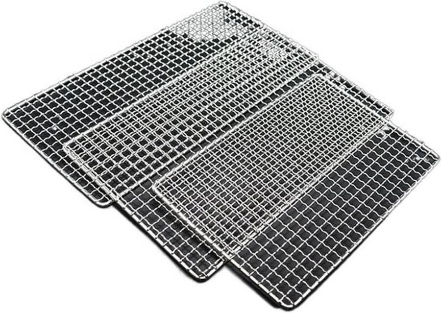 BBQ Grill Rooster Roestvrij Gaas Buiten Koken Antiaanbaklaag 35 x 30 cm Zilver