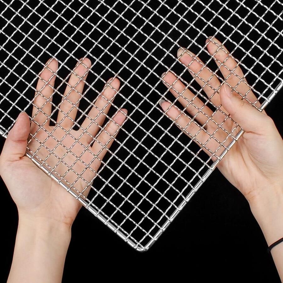 BBQ Grill Mesh Kookrooster Buiten Koken Roestvrij Staal 60x20cm Zilver