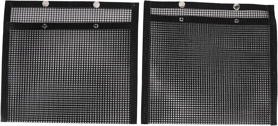BBQ Grill Tassen Herbruikbare Grillmatten Groente Grillen Hittebestendig Glasvezel 35 x 32 cm Zwart
