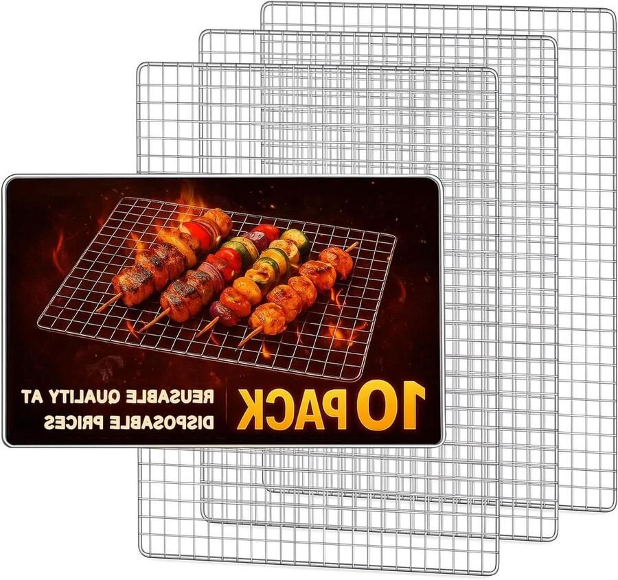 BBQ Grill Toppers Grill Roosters Buiten Koken Anti-aanbaklaag 30x35 Inch Zilver