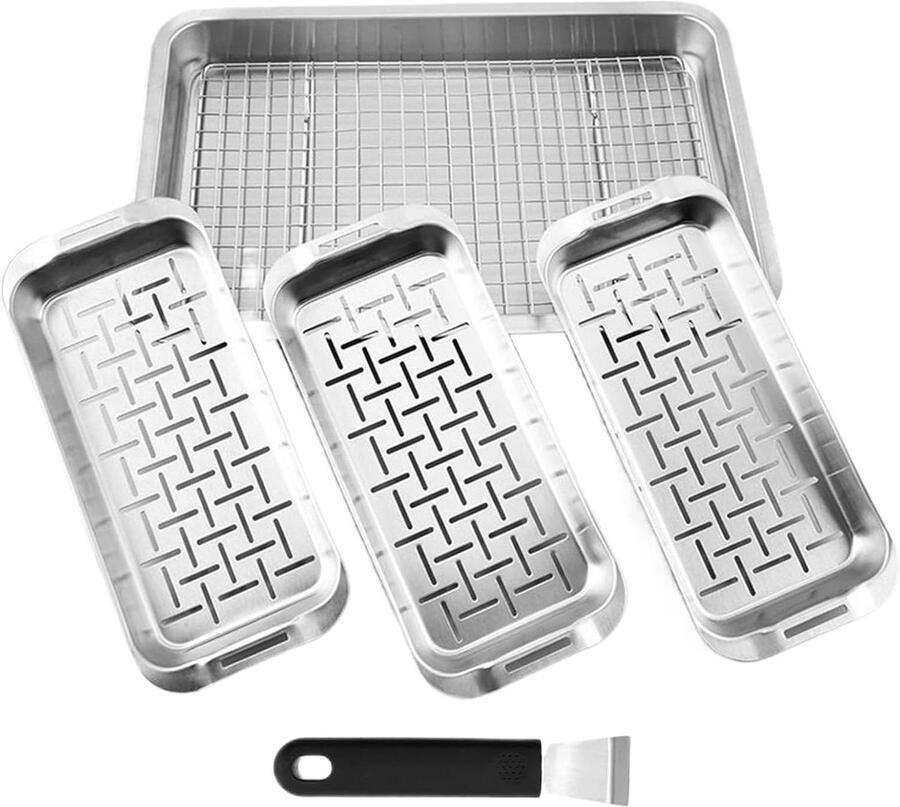 Bbq Grilling Basketbal roestvrij staal vegetable tray Secure Grip Flat Bottom Shallow Design Perfect voor Fish Meat Shrimp Peppers Picnics Family Gatherings 40 x 40 cm