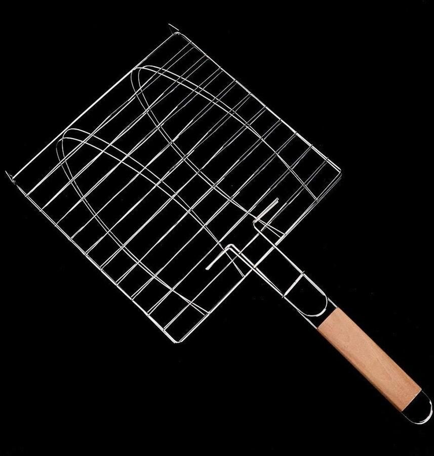 BBQ Grillmand Antiaanbak Net Buiten Koken Roestvrij Staal 43 x 23 cm Zilver