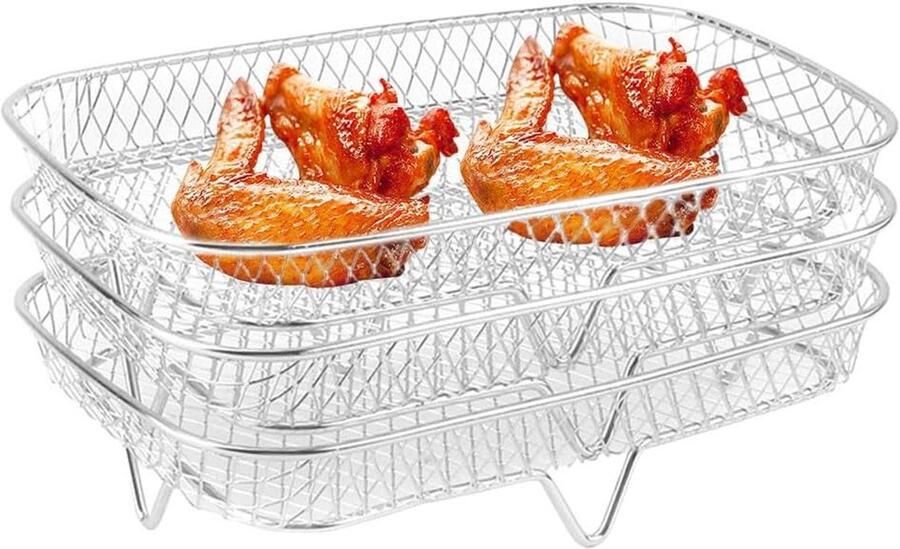 BBQ Grillmand Bakplaat Grillrek Buiten Koken Roestvrij Staal 19.9 x 13.8 x 9.5 cm Zilver