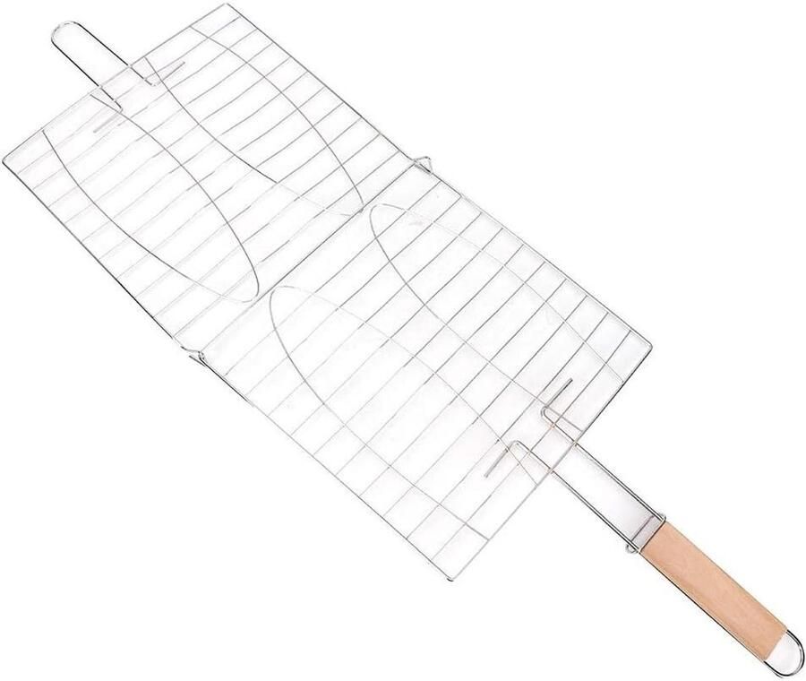 BBQ Grillmand Barbecuegaas Grillrek Buiten Koken Roestvrij Staal 43 x 23 cm Zilver