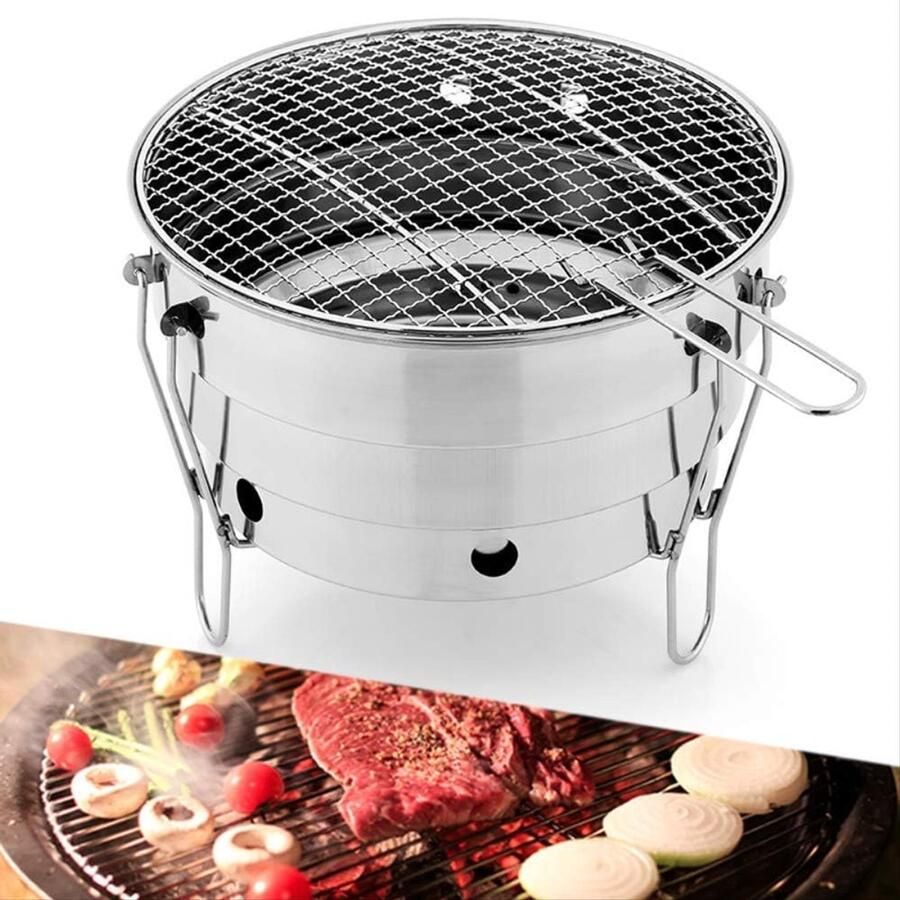 BBQ Grillmand Buitenoven Net Lekker Grillen Roestvrij Staal Voor 3-5 Personen Zilver