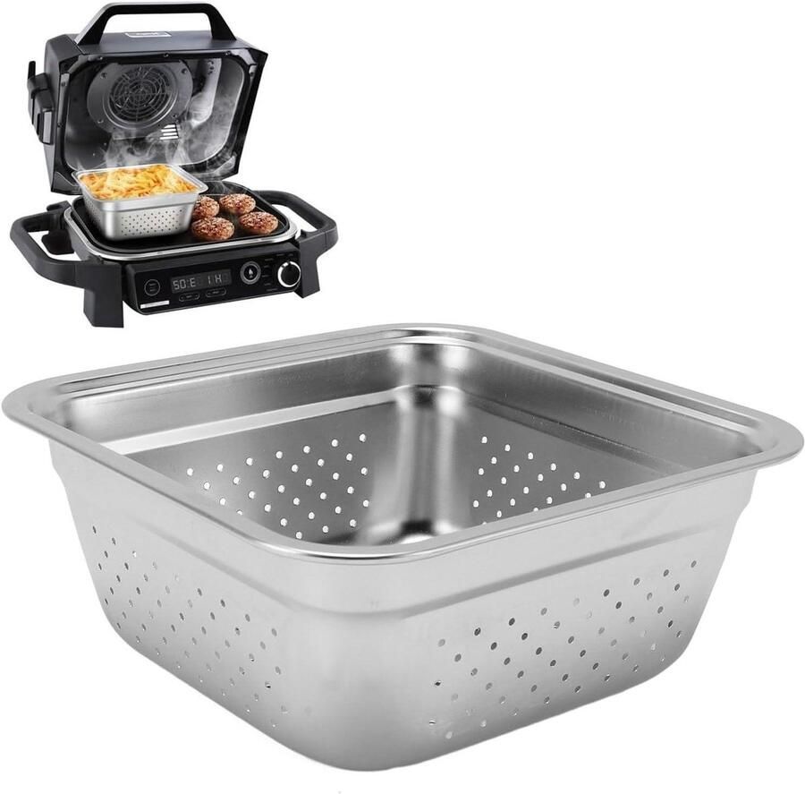 BBQ Grillmand Friteuse mand Buiten koken 360 graden microgaten 4 Liter capaciteit Zilver